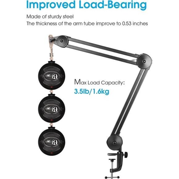 Microphone Arm Stand Adjustable Suspension Boom Scissor Arm Stand Heavy Duty Mic - Picture 3 of 7